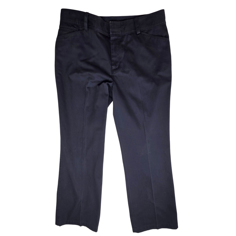 Eddie Bauer Navy Blue Wrinkle Resistant Straight Leg Cotton Pants Womens Size 12